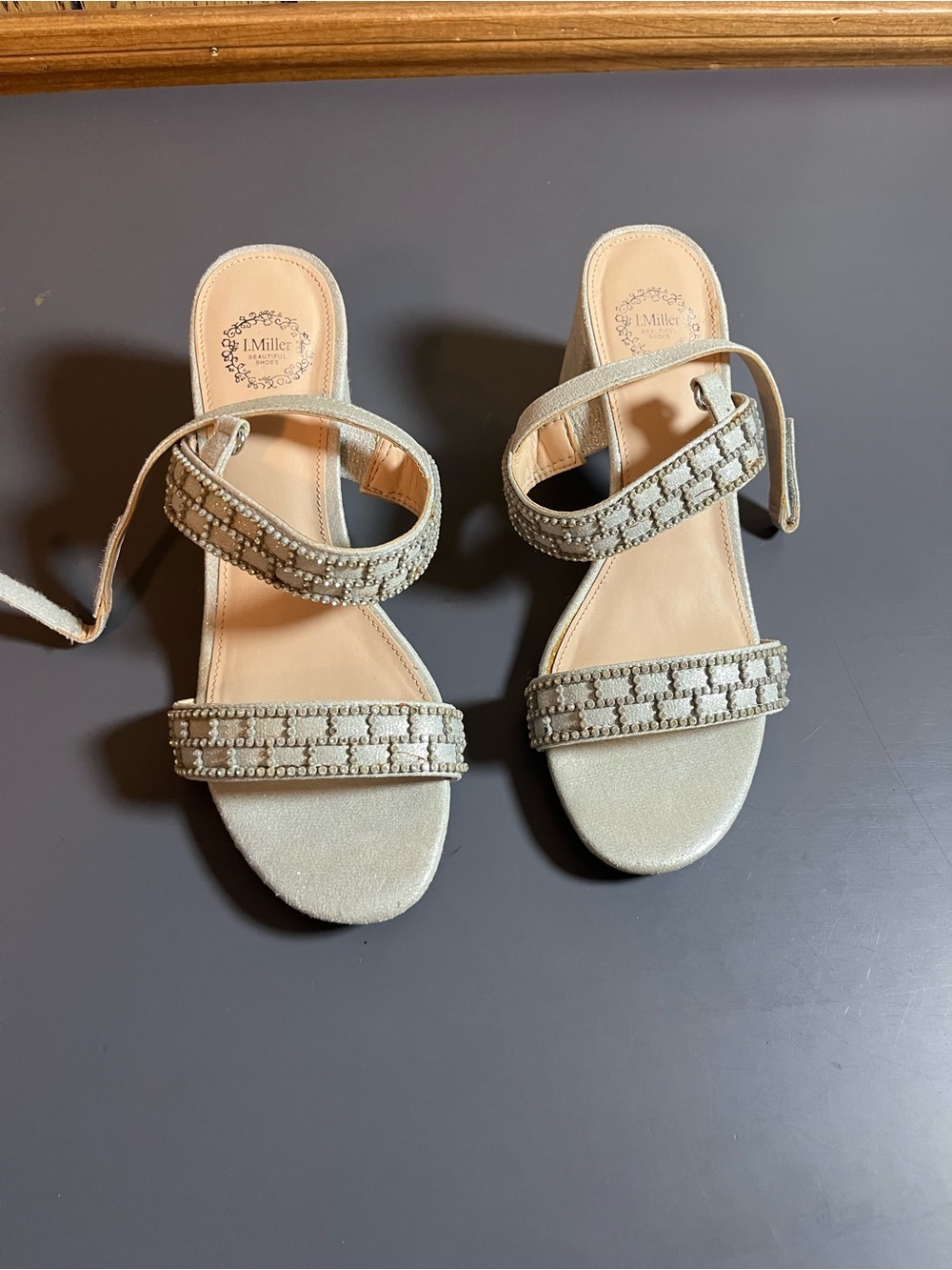 J. Miller Embellished Block Heel Sandals Size 7M